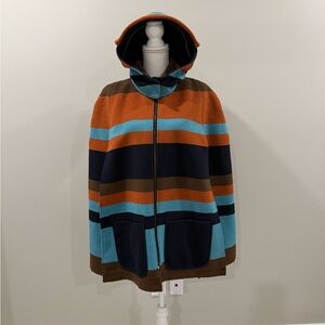 See by Chloe blanket striped hooded cape poncho with removable hood